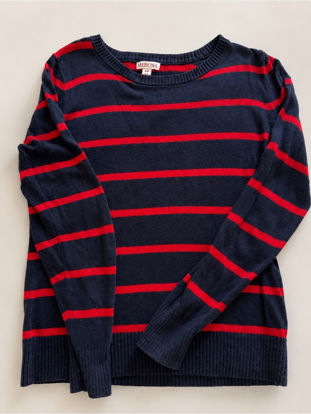 Merona Navy and Red Striped Crewneck Sweater